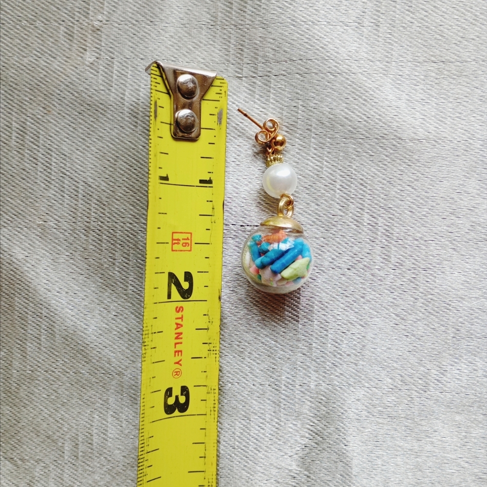 Kawaii Glass Sphere Sprinkle Pendant Beaded Bracelet/ Earring Set Artisan Made - Picture 5 of 5